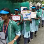திருச்சியில் நடந்த கண் தானம் குறித்த விழிப்புணர்வு பேரணி – மருத்துவ பயிற்சி மாணவிகள் பங்கேற்பு:-