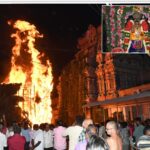 கார்த்திகை தீபதிருநாளை முன்னிட்டு ஸ்ரீரங்கம் ரெங்கநாதர் கோவில் கார்த்திகை கோபுரம் முன்பு  சொக்கப்பனை கொளுத்தப்பட்டது:-*