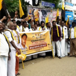 5% இட பங்கீடு கேட்டு வீரபத்திரர் ராஜகுல பேரவையினர் திருச்சியில் கவன ஈர்ப்பு ஆர்ப்பாட்டம்:-