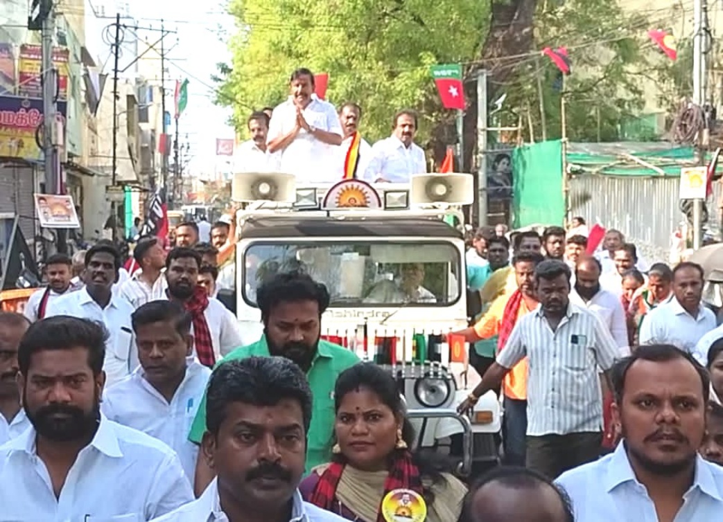 திருச்சி உறையூரில் மேற்கு தொகுதி திமுக வேட்பாளர் கே.என்.நேரு தீவிர வாக்குச் சேகரிப்பு:-